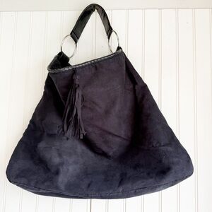 Victoria’s Secret Black Suede Slouchy Tote Bag